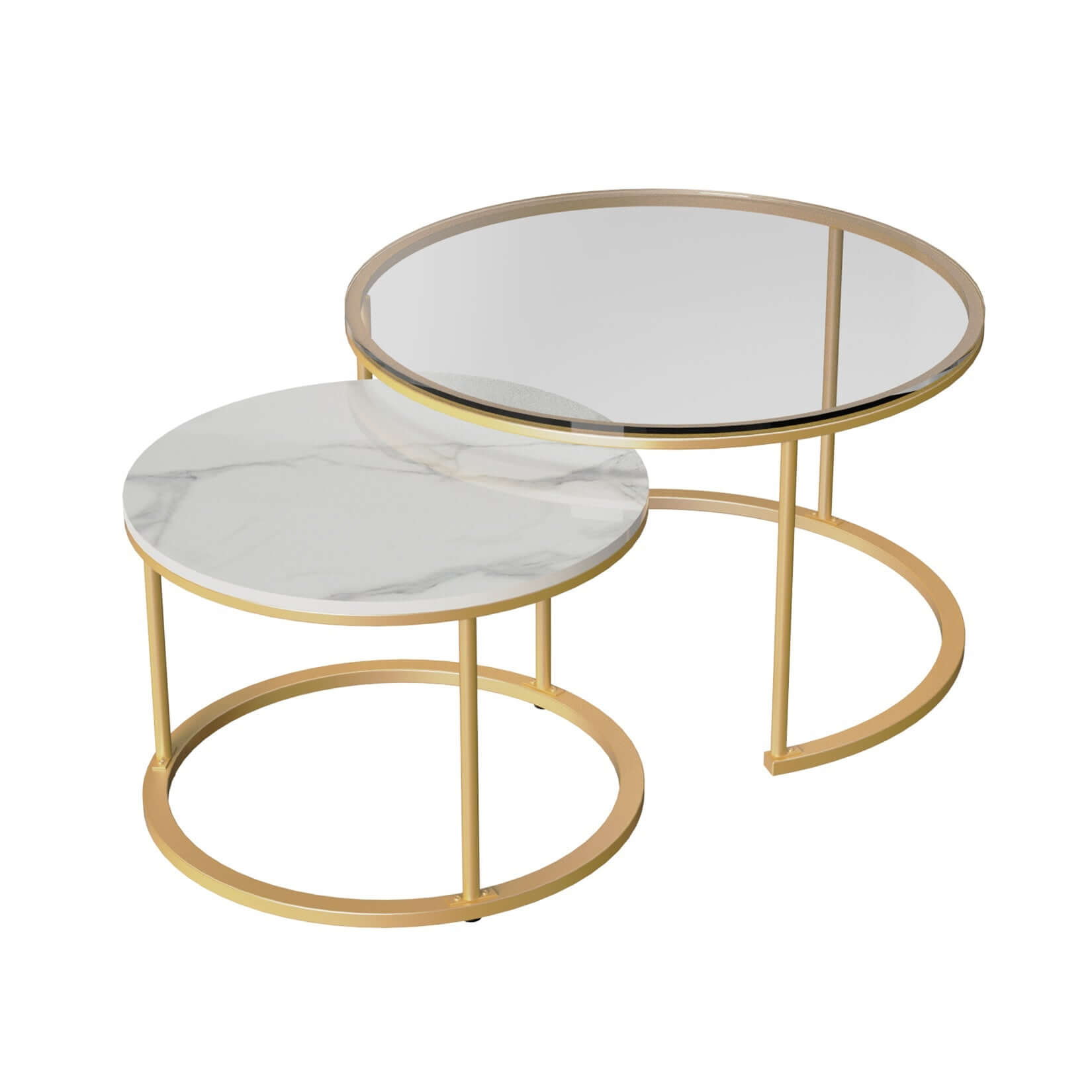 Interior Ave - Elle Luxe - Marble & Gold Nested Coffee Table-Upinteriors