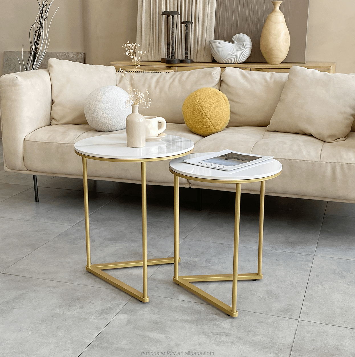 Interior Ave - Nala Gold Nested Side Table Set-Upinteriors
