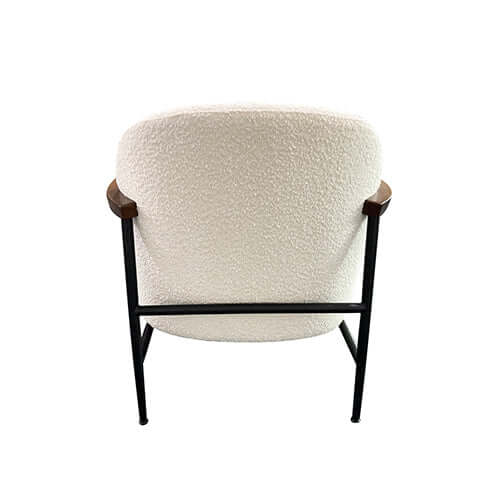 Denmark Arm Chair Polyester Fabric Upholstery Wooden Structure Solid Foam Black Metal Legs-Upinteriors