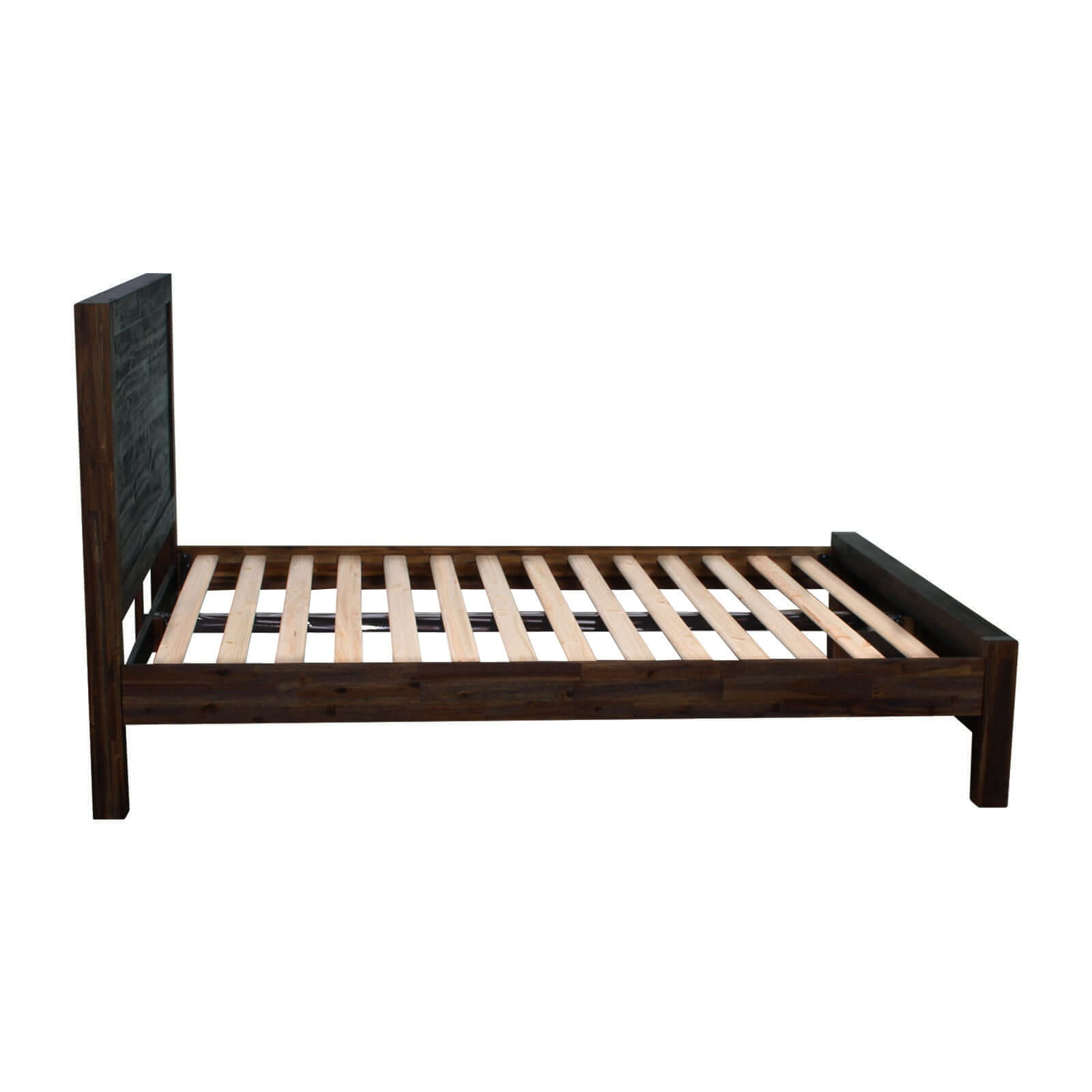 Buy 5 pieces bedroom suite in solid wood veneered acacia construction timber slat queen size chocolate colour bed bedside - upinteriors-Upinteriors