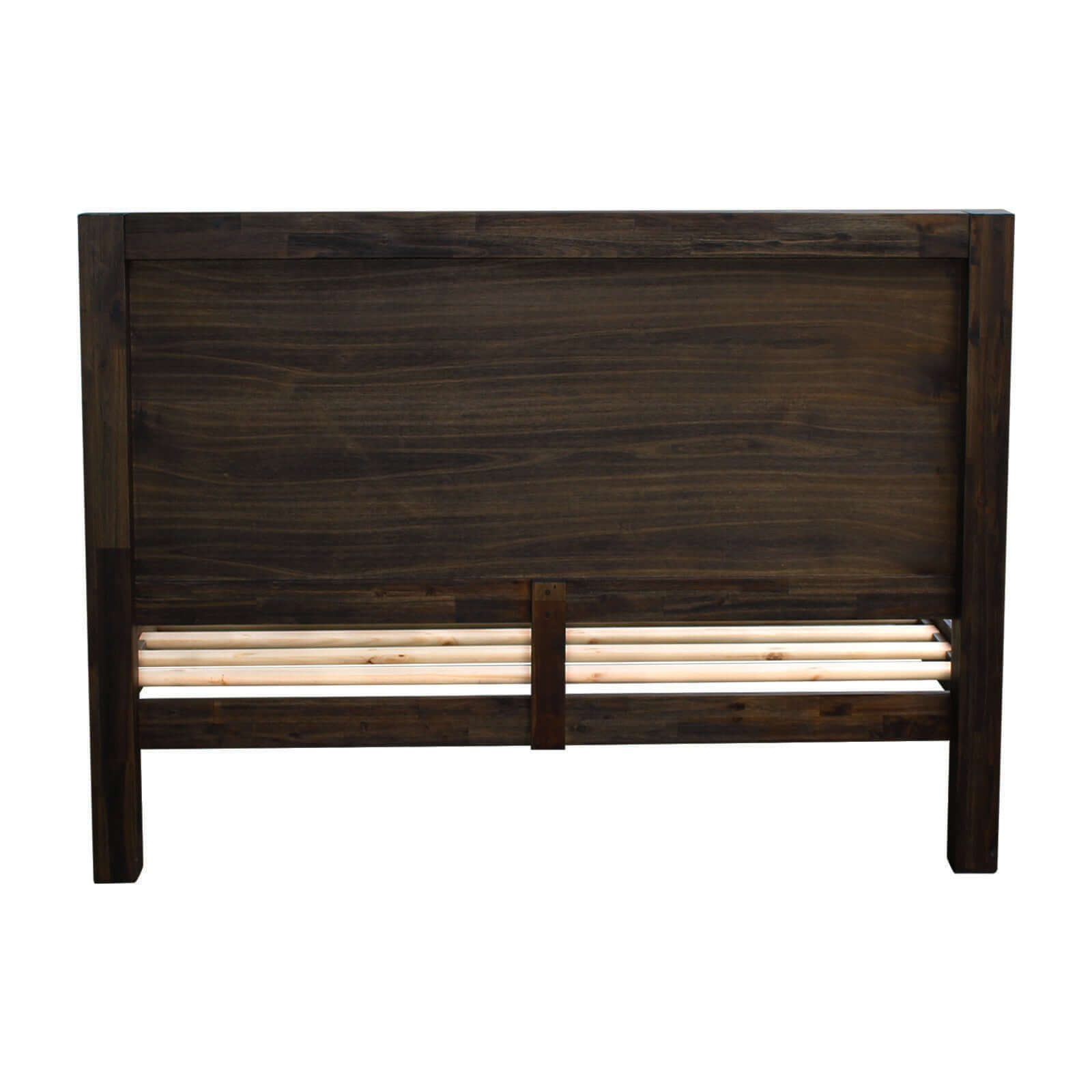 Buy bed frame king size in solid wood veneered acacia bedroom timber slat in chocolate - upinteriors-Upinteriors