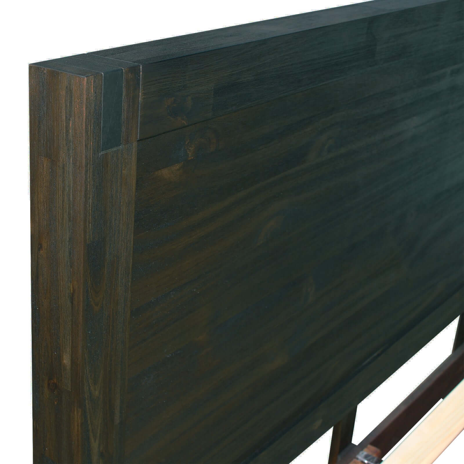 Buy bed frame queen size in solid wood veneered acacia bedroom timber slat in chocolate - upinteriors-Upinteriors