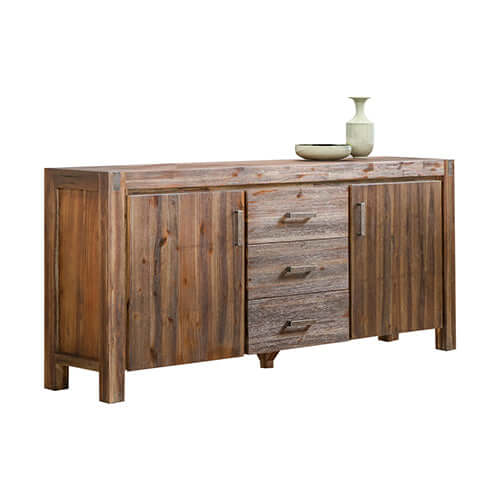 Buffet Sideboard in Chocolate Colour Constructed with Solid Acacia Wooden Frame Storage Cabinet with Drawers-Upinteriors