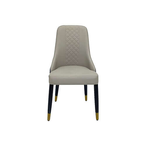 2x Dining Chair Grey Leatherette Upholstery Black & Golden Legs-Upinteriors