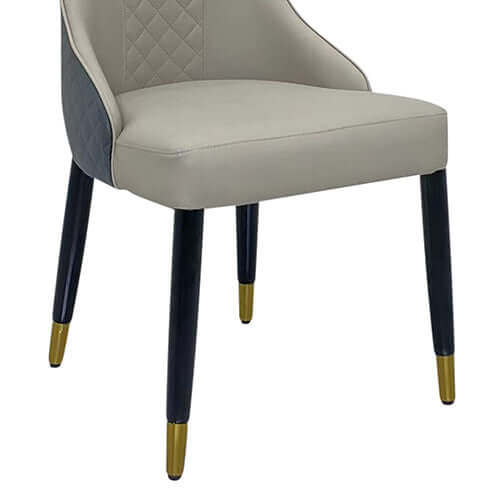 2x Dining Chair Grey Leatherette Upholstery Black & Golden Legs-Upinteriors