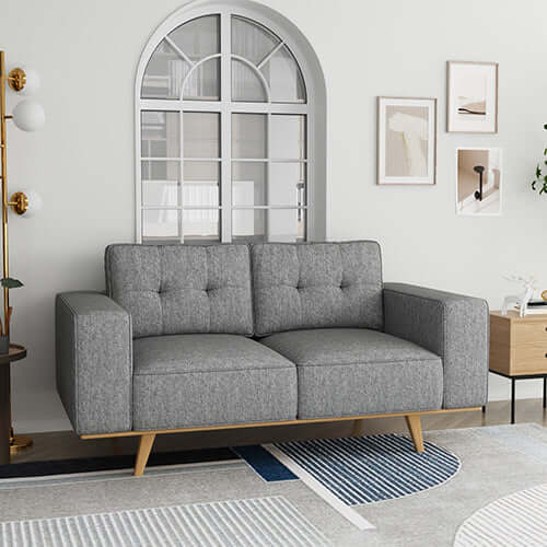 2-3 Seater Fabric Sofa Upholstery Pocket Spring Wooden Frame Grey Colour-Upinteriors