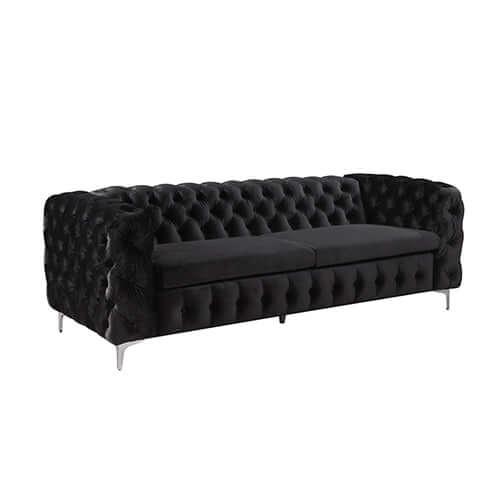 Buy 3+2+1 Seater Sofa Classic Button Tufted Lounge in Black Velvet Fabric – Upinteriors-Upinteriors
