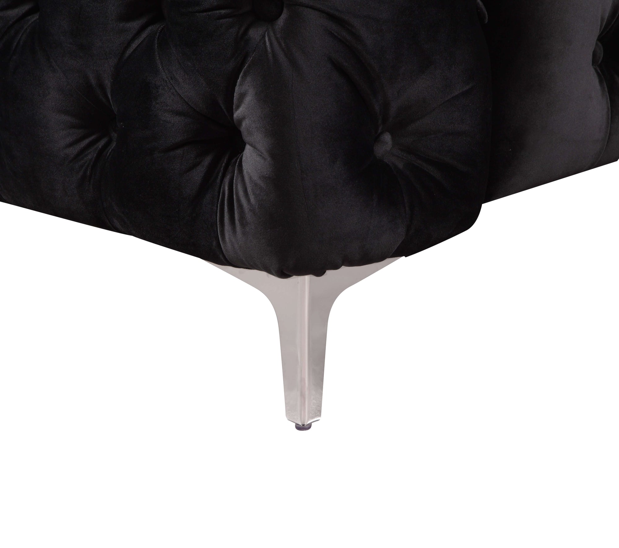 2 Seater Sofa Classic Button Tufted Lounge in Black Velvet Fabric with Metal Legs-Upinteriors