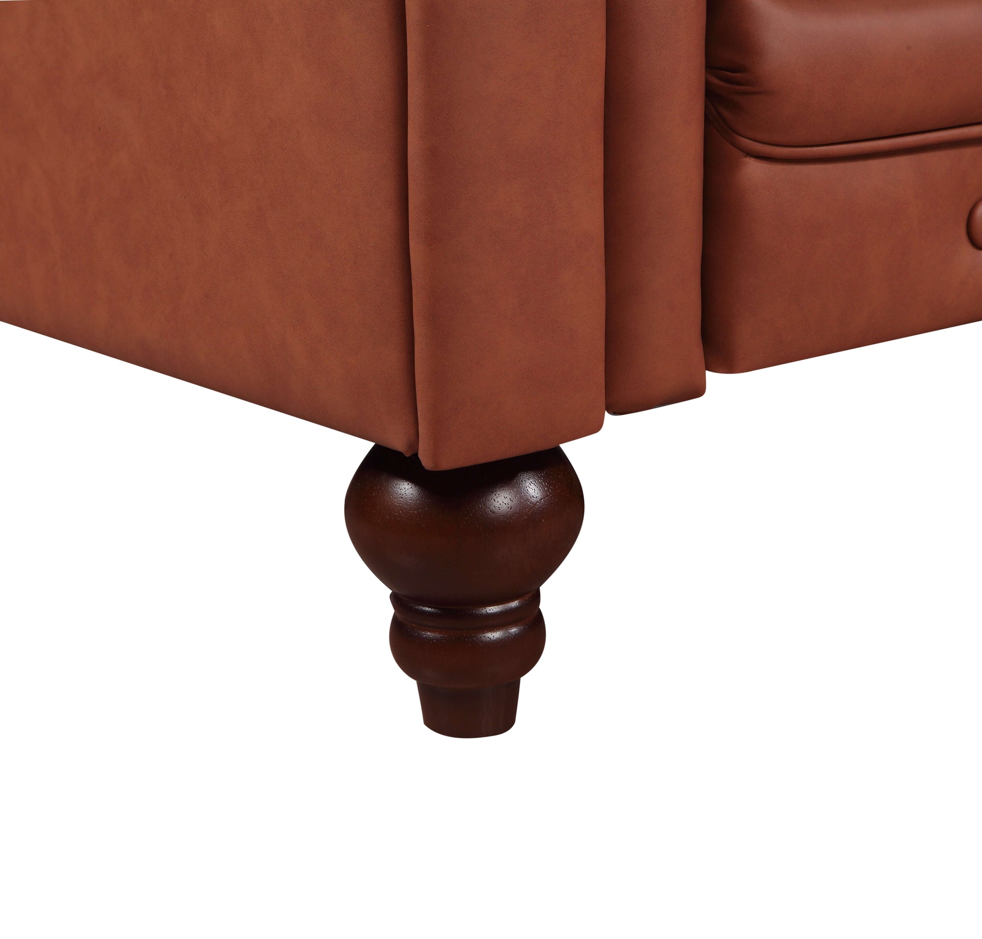 3 Seater Brown Sofa Lounge Chesterfireld Style Button Tufted in Faux Leather-Upinteriors