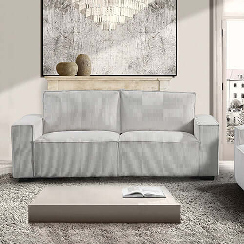 Reno 3 Seater Sofa Beige Colour Fabric Upholstery Wooden Structure Knock Down Feature In Back & Arms-Upinteriors