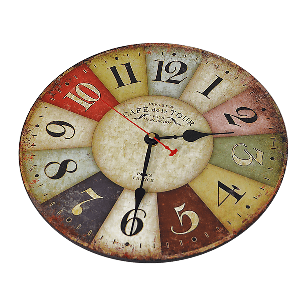 Large Colourful Wall Clock Kitchen Office Retro Timepiece-Upinteriors