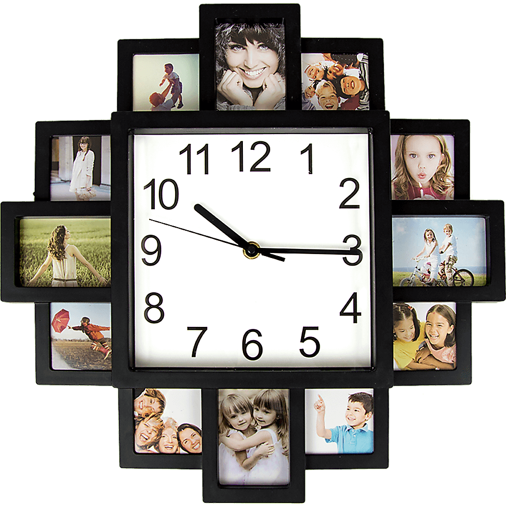 Photo Frame Clock Picture Collage 12-P Display Wall Clock Photowall Home Décor-Upinteriors