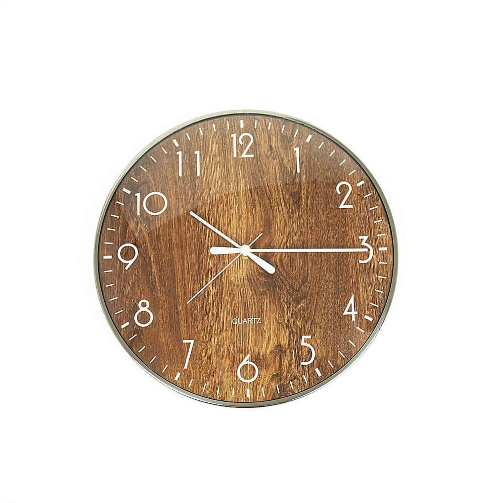 Upgrade Your Wall Decor with a Silent Wall Clock - Wood Grain Design-Upinteriors