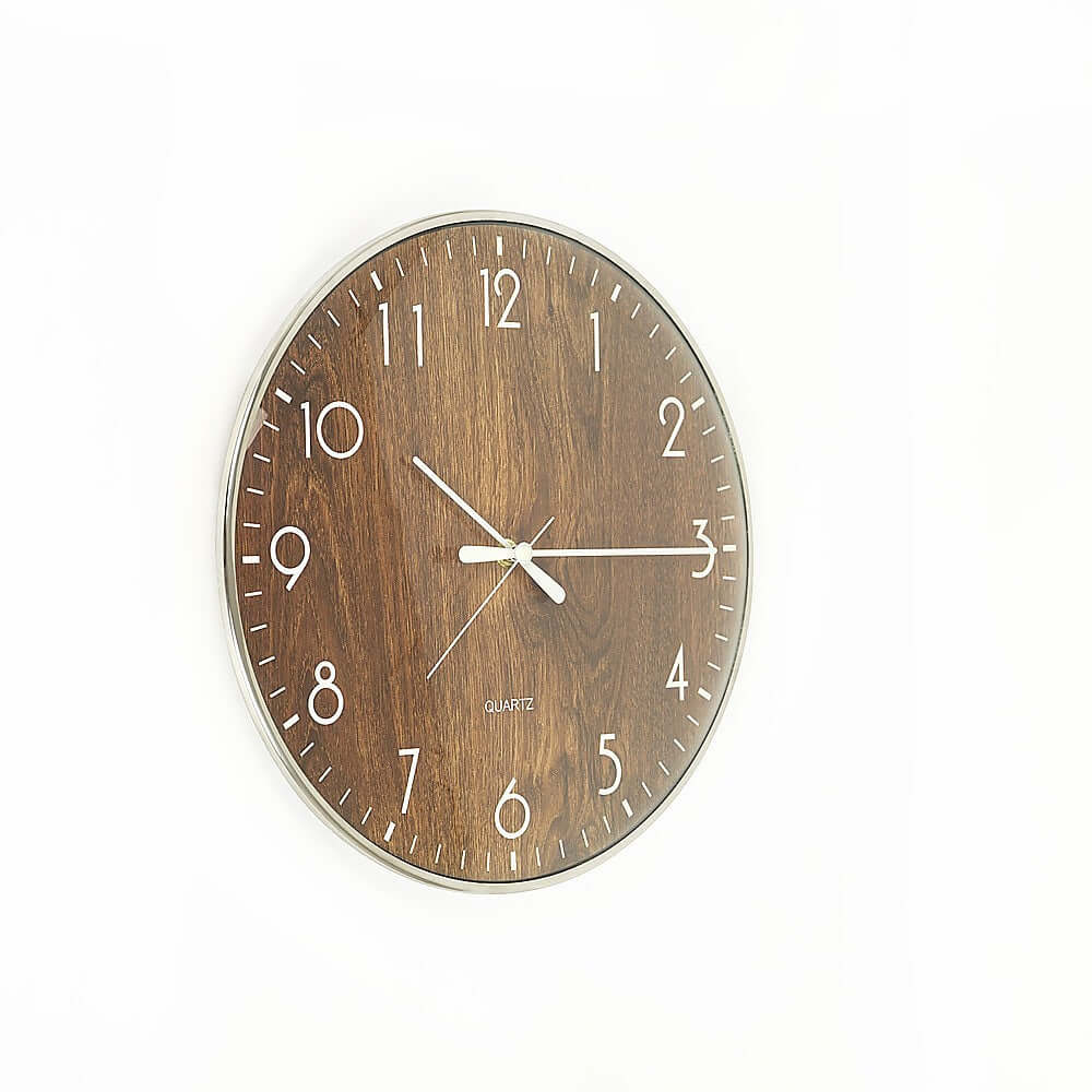 Upgrade Your Wall Decor with a Silent Wall Clock - Wood Grain Design-Upinteriors
