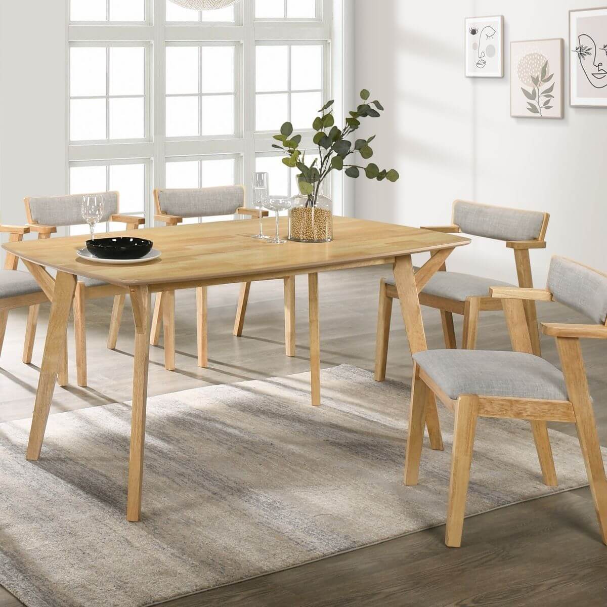 Gather Around an Elegant Oval Dining Table - 6-Seater in Natural Color-Upinteriors