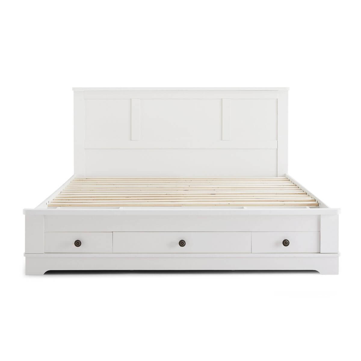 Margaux White Coastal Lifestyle Bedframe with Storage Drawers King-Upinteriors