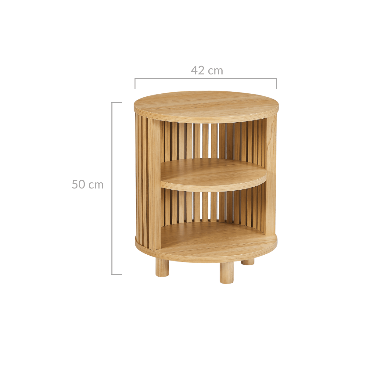 Henley Round Wooden Bedside Table-Upinteriors