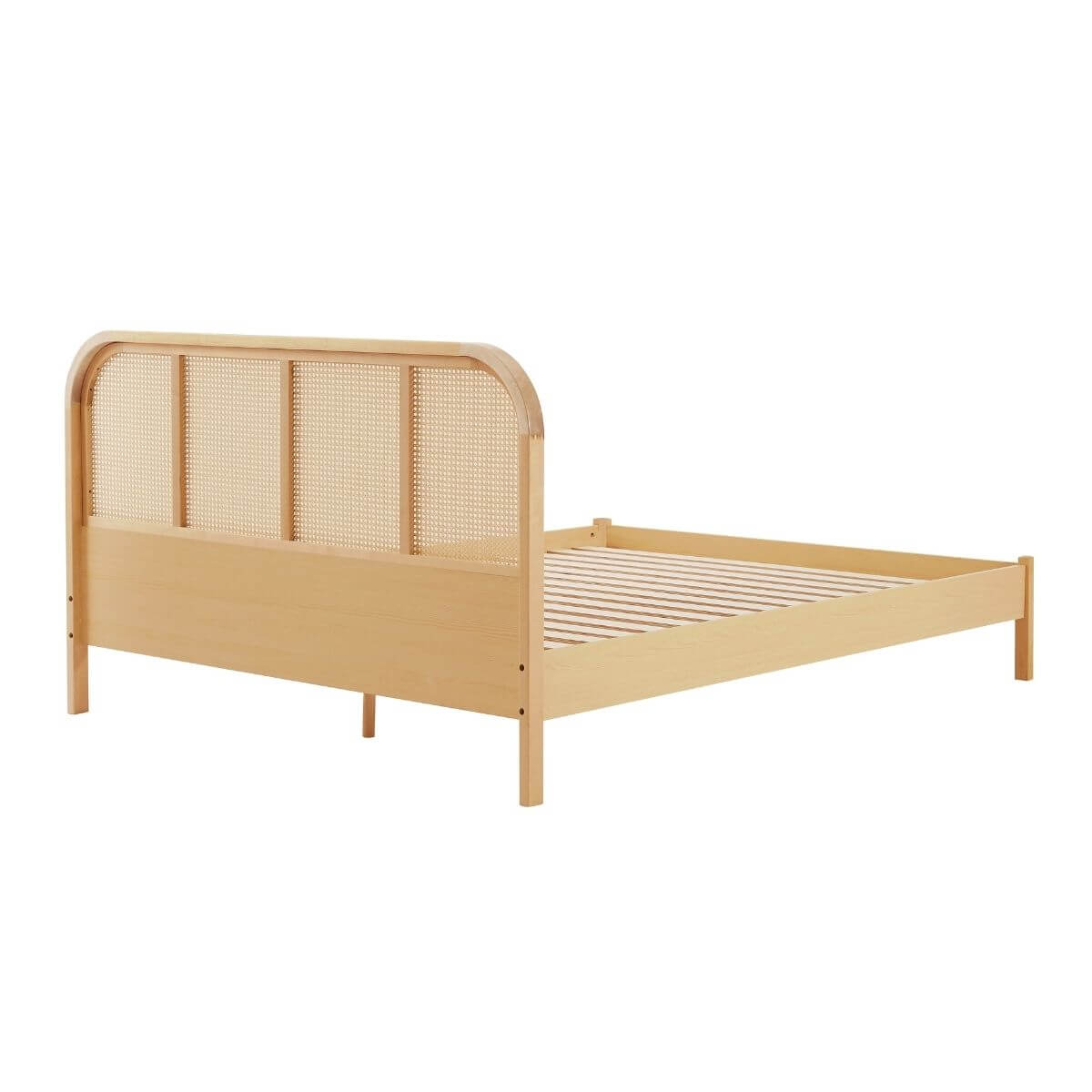 Lulu Bed Frame with Curved Rattan Bedhead - King-Upinteriors