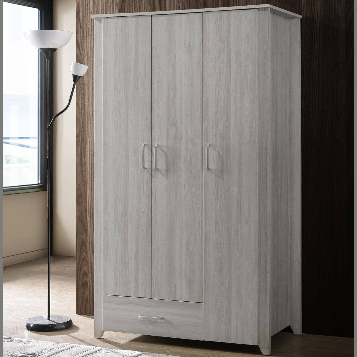 Large 3 Door Wardrobe Bedroom Storage Cabinet Closet-Upinteriors