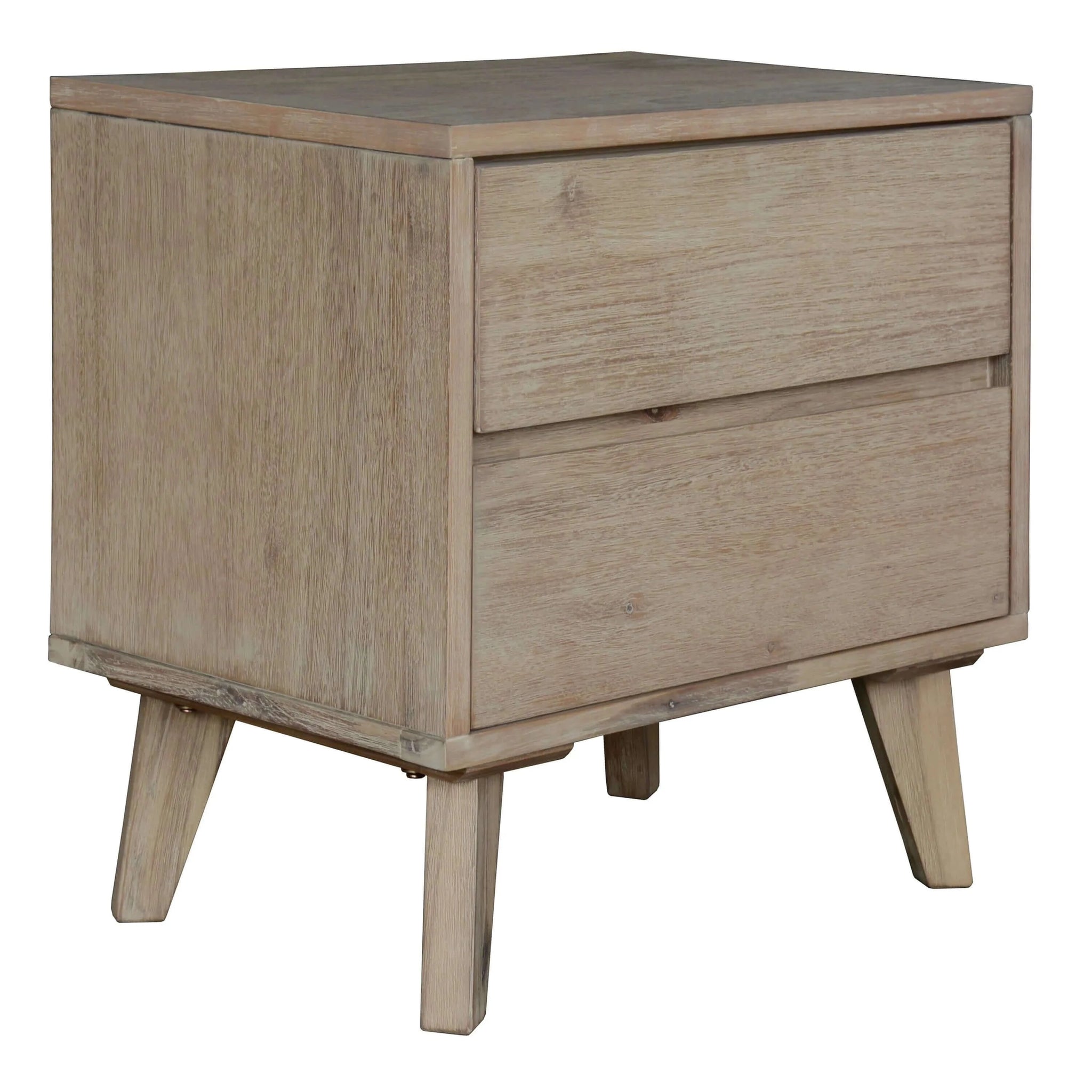 Buy abelia bedside nightstand 2 drawers storage cabinet shelf side end table - brushed smoke - upinteriors-Upinteriors