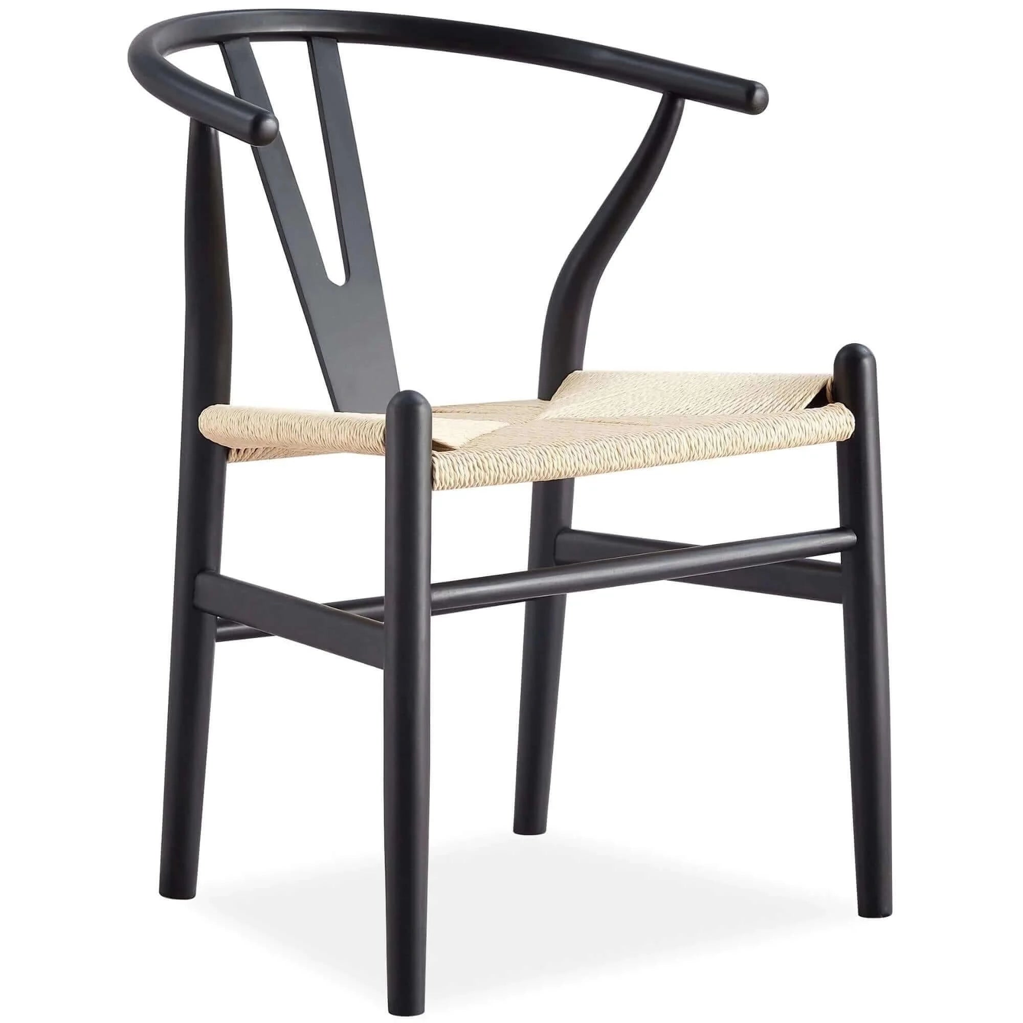 Buy anemone set of 2 wishbone dining chair beech timber replica hans wenger - black - upinteriors-Upinteriors