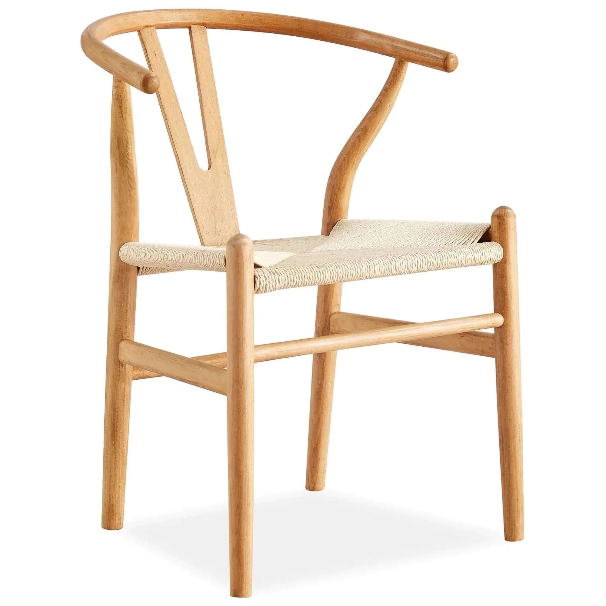 Buy anemone set of 2 wishbone dining chair beech timber replica hans wenger natural - upinteriors-Upinteriors