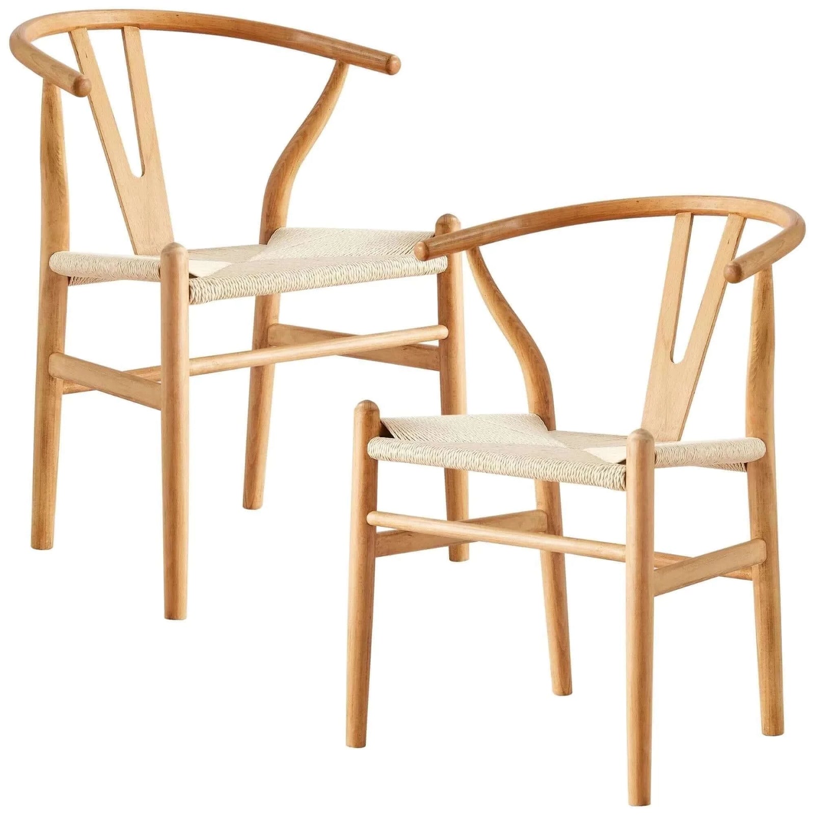Buy anemone set of 2 wishbone dining chair beech timber replica hans wenger natural - upinteriors-Upinteriors