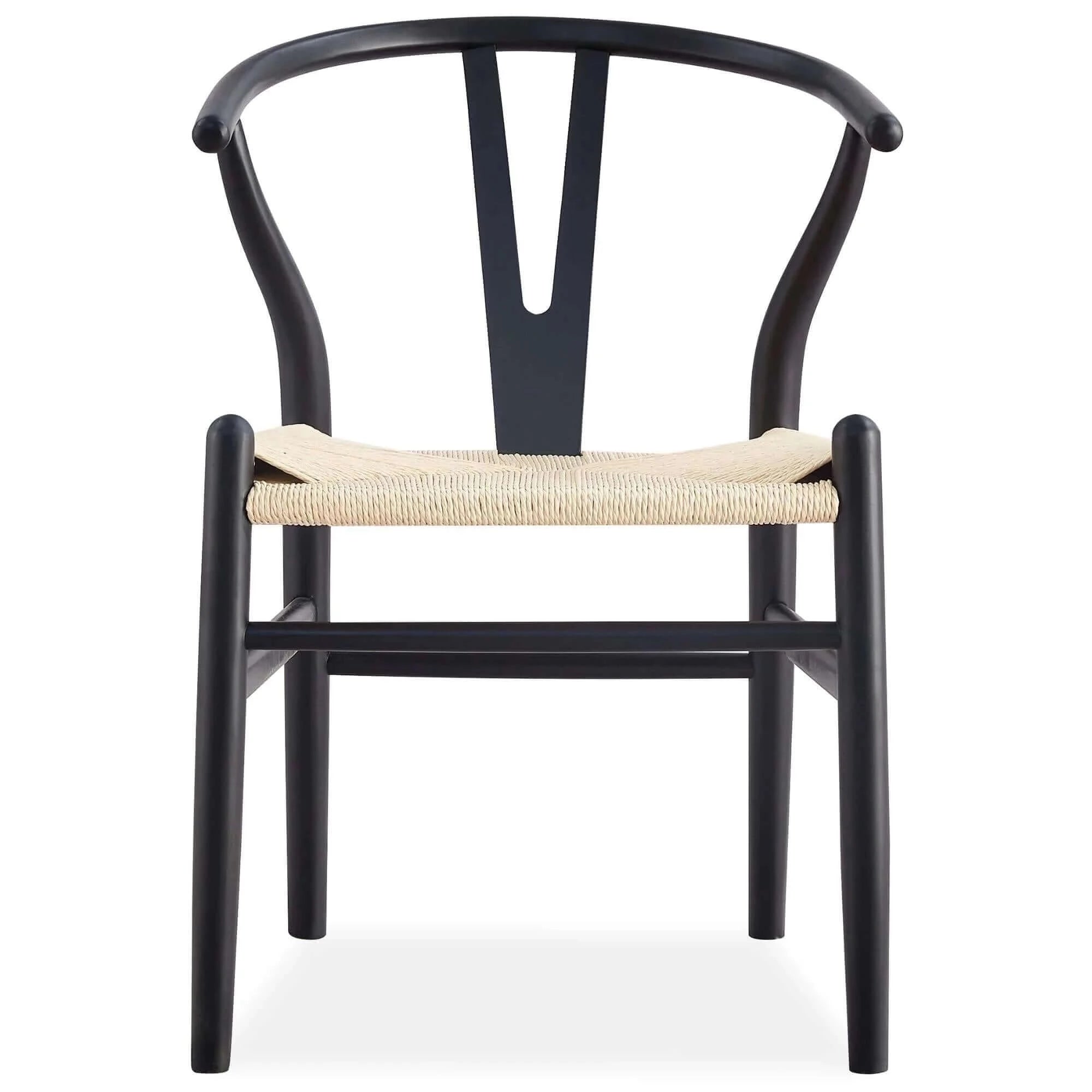 Buy anemone set of 6 wishbone dining chair beech timber replica hans wenger - black - upinteriors-Upinteriors
