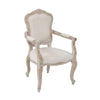Buy arm chair linen fabric beige oak wood white washed finish - upinteriors-Upinteriors