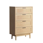Artiss 4 Chest of Drawers Rattan Tallboy Cabinet Bedroom Clothes Storage Wood-Upinteriors