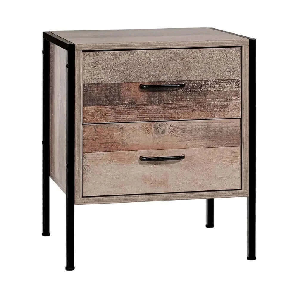 Buy artiss bedside table drawers nightstand metal oak - upinteriors-Upinteriors