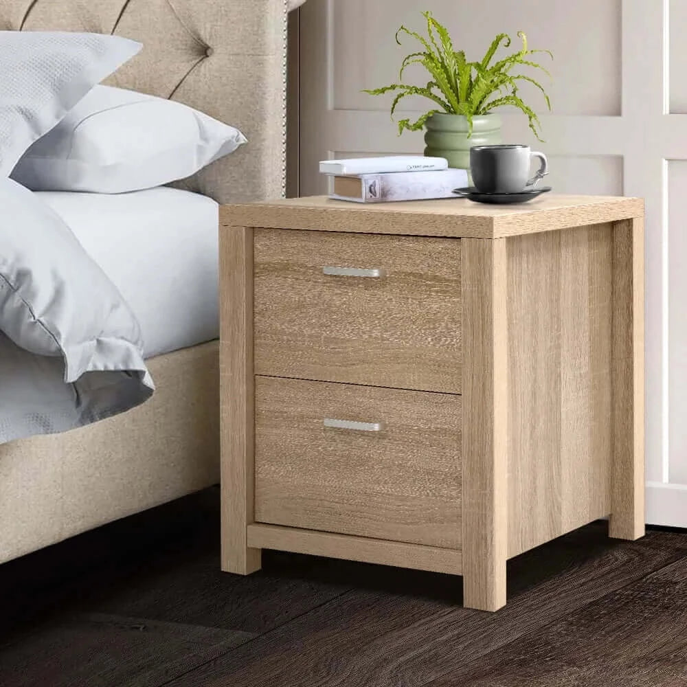 Buy artiss bedside table lamp side tables drawers nightstand unit beige wood - upinteriors-Upinteriors