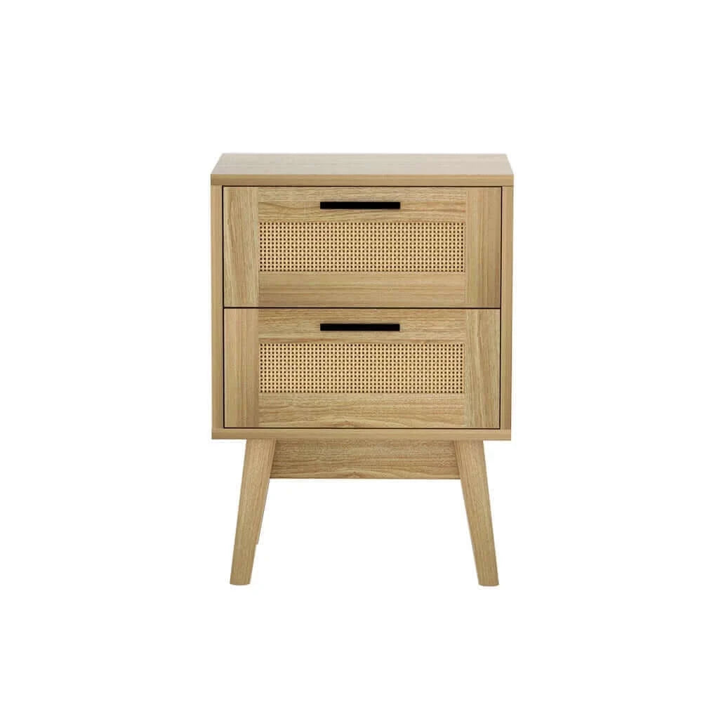 Buy artiss bedside tables rattan 2 drawers side table nightstand storage cabinet - upinteriors-Upinteriors