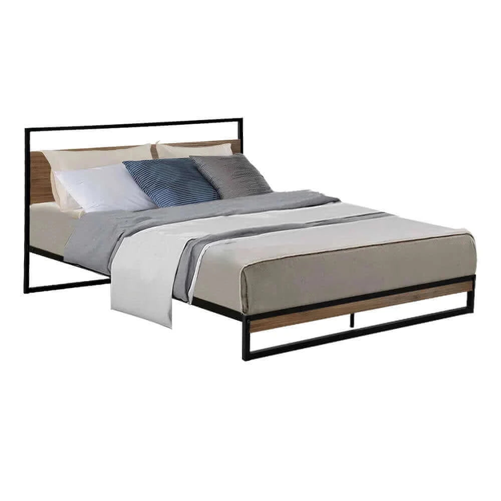 Buy artiss metal bed frame double size mattress base platform foundation black dane - upinteriors-Upinteriors
