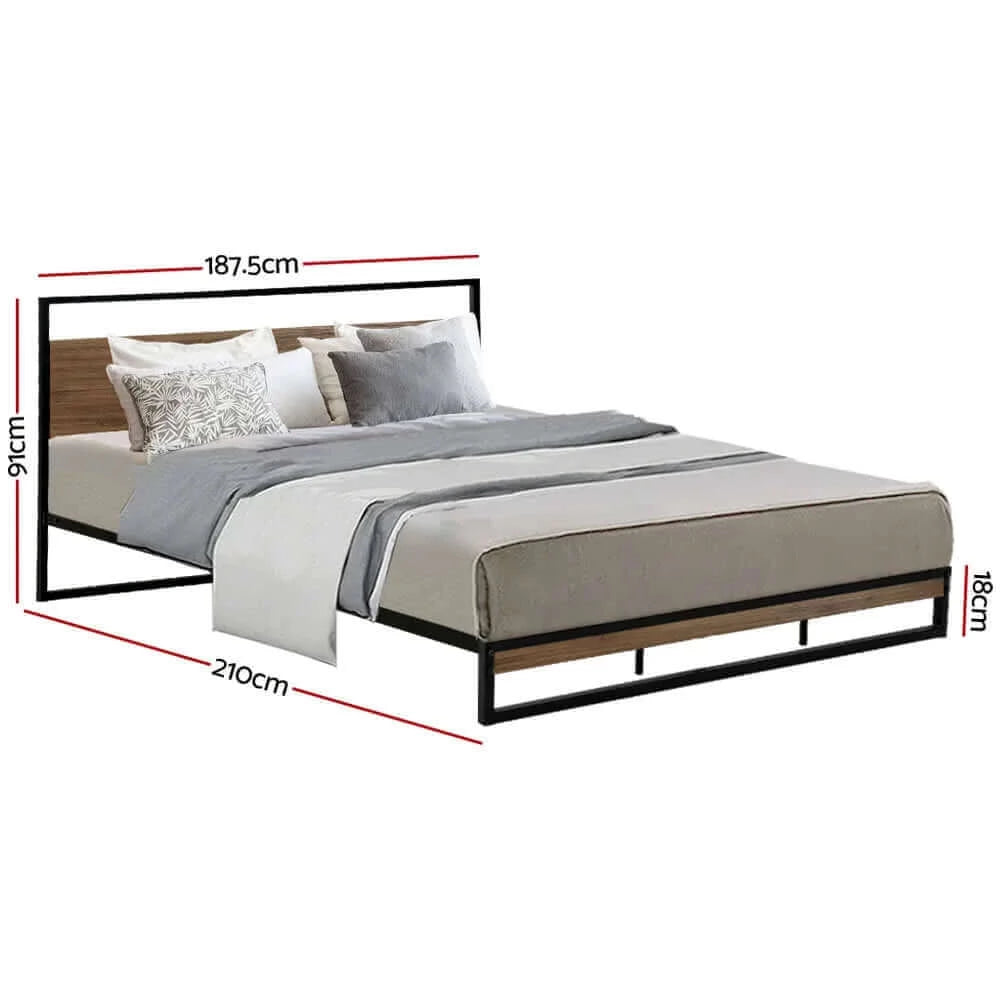 Buy artiss metal bed frame king size mattress base platform foundation black dane - upinteriors-Upinteriors
