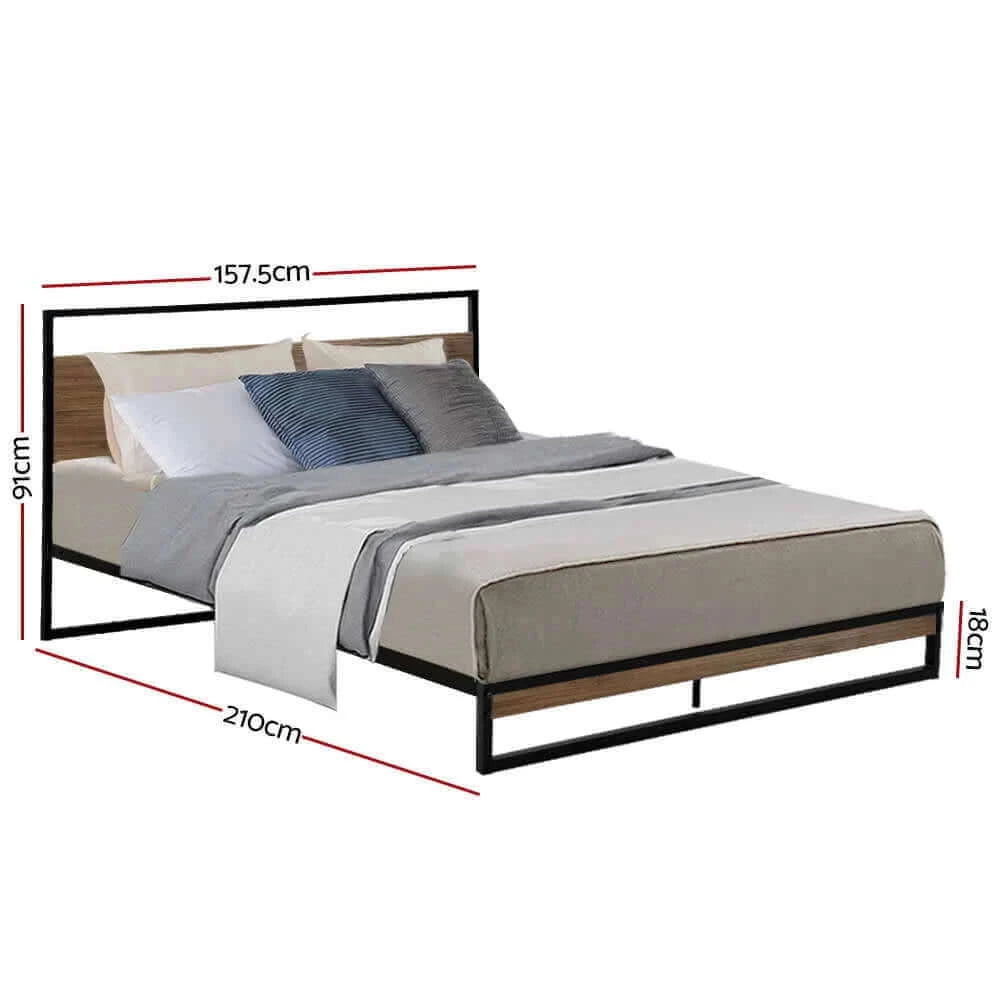 Buy artiss metal bed frame queen size mattress base platform foundation black dane - upinteriors-Upinteriors