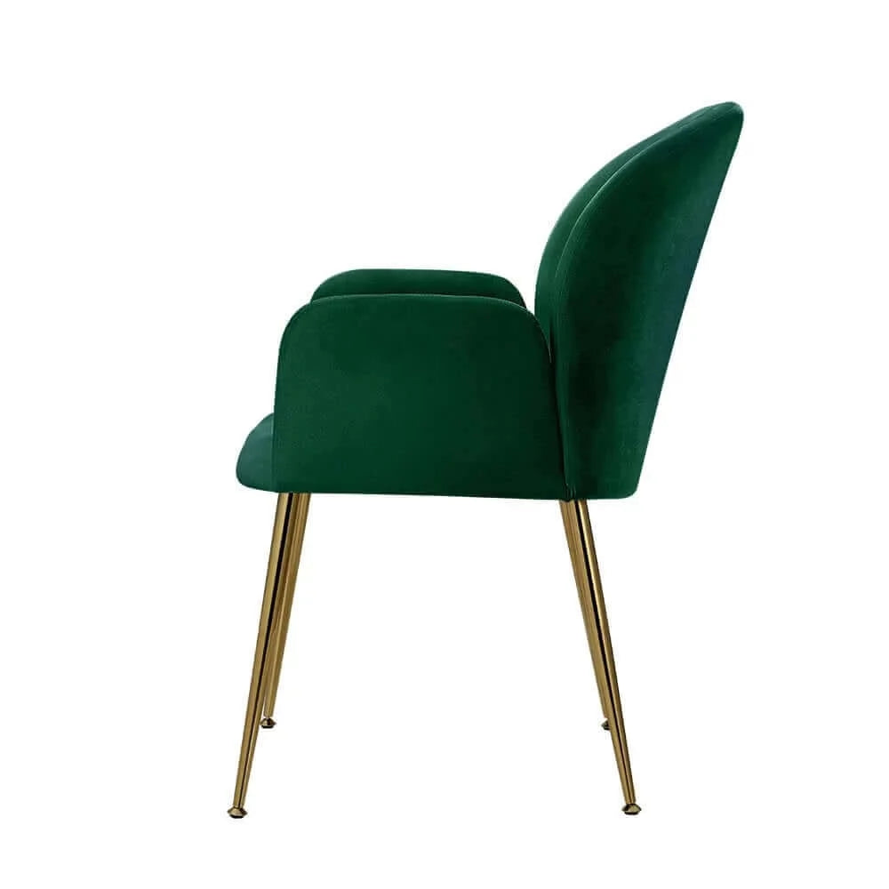 Buy artiss set of 2 kynsee dining chair armchair cafe chair upholstered velvet green - upinteriors-Upinteriors