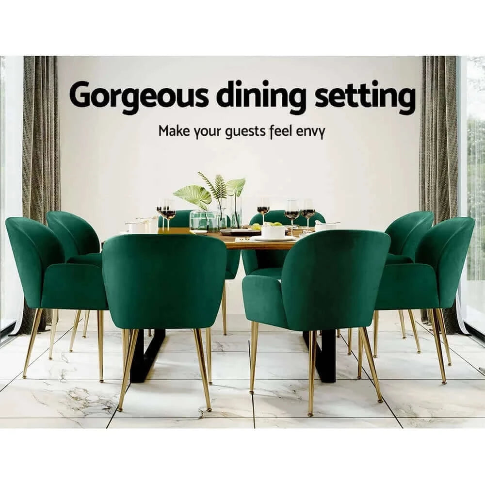 Buy artiss set of 2 kynsee dining chair armchair cafe chair upholstered velvet green - upinteriors-Upinteriors