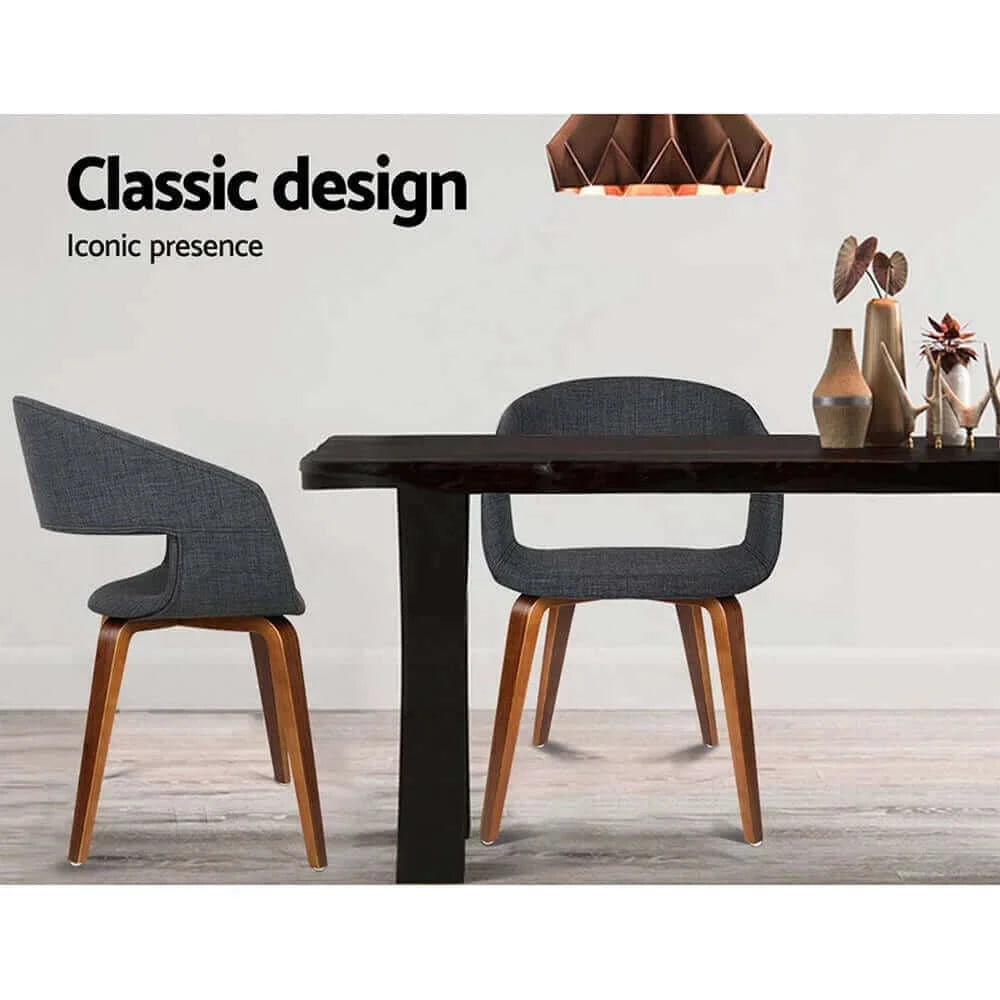 Buy artiss set of 2 timber wood and fabric dining chairs - charcoal - upinteriors-Upinteriors