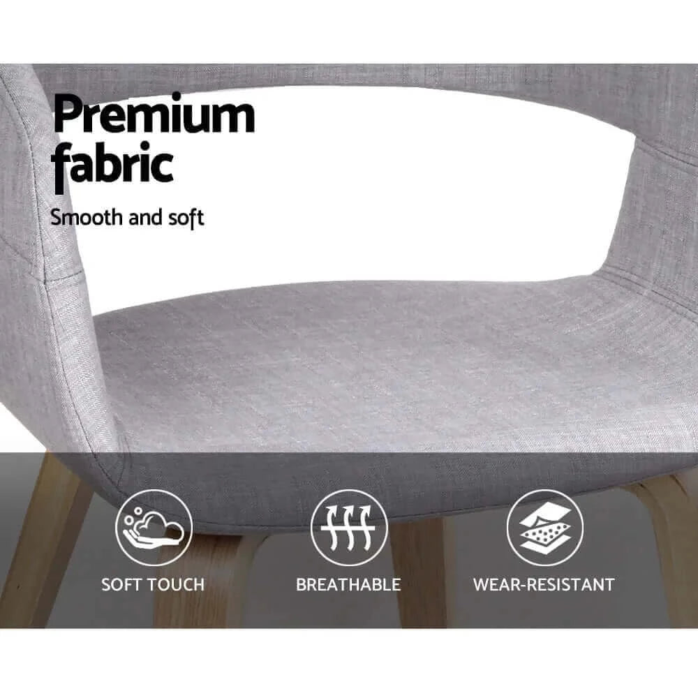 Buy artiss set of 2 timber wood and fabric dining chairs - light grey - upinteriors-Upinteriors