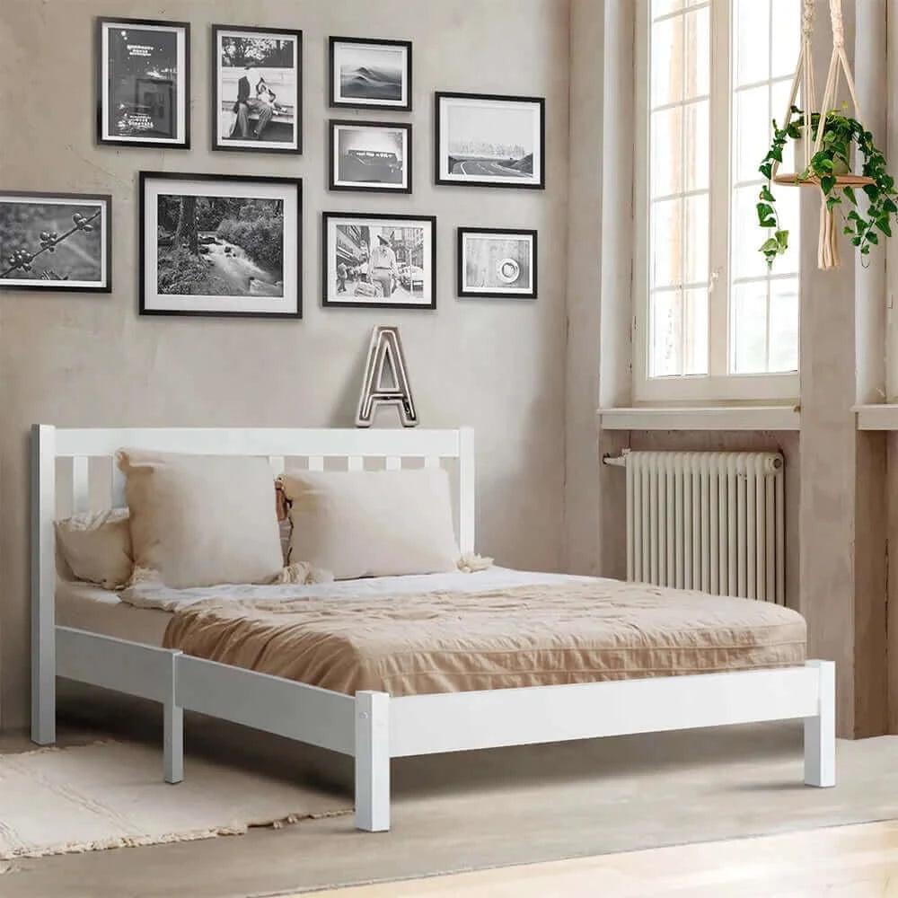 Buy artiss wooden bed frame queen size pine timber mattress base bedroom - upinteriors-Upinteriors