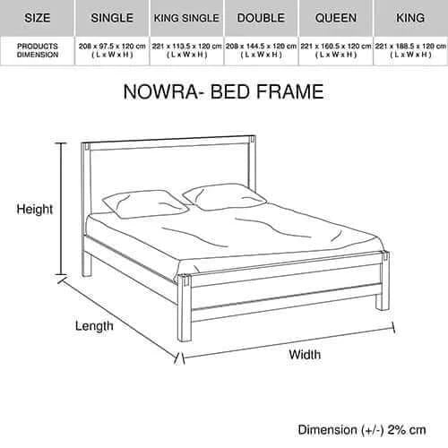 Buy bed frame double size in solid wood veneered acacia bedroom timber slat in oak - upinteriors-Upinteriors