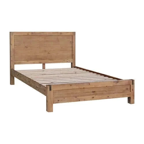 Buy bed frame double size in solid wood veneered acacia bedroom timber slat in oak - upinteriors-Upinteriors