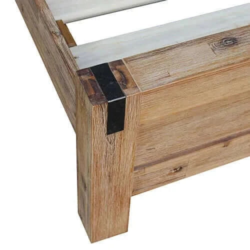 Buy bed frame king single size in solid wood veneered acacia bedroom timber slat in oak - upinteriors-Upinteriors