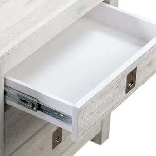 Buy bedside table 2 drawers night stand solid acacia storage in white ash colour - upinteriors-Upinteriors