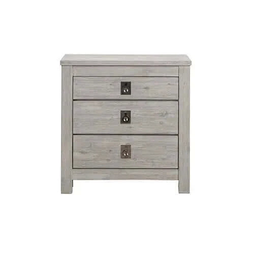 Bedside Table 2 drawers Night Stand Solid Acacia Storage in White Ash Colour-Upinteriors