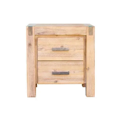 Buy bedside table 2 drawers night stand solid wood acacia oak colour - upinteriors-Upinteriors