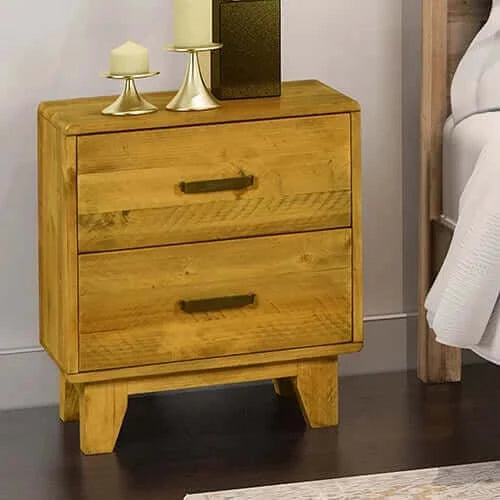 Buy Two Drawer Bedside Table - Light Brown Colour-Upinteriors