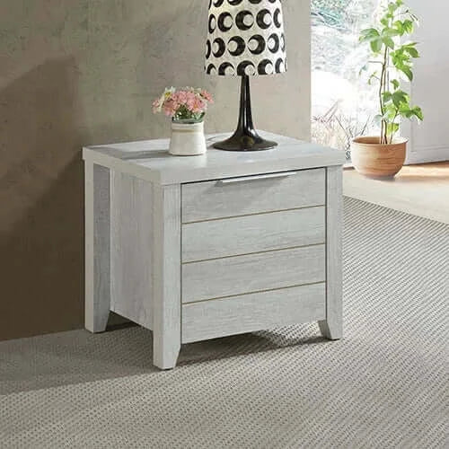 Bedside Table 2 drawers Storage Table Night Stand MDF in White Ash-Upinteriors
