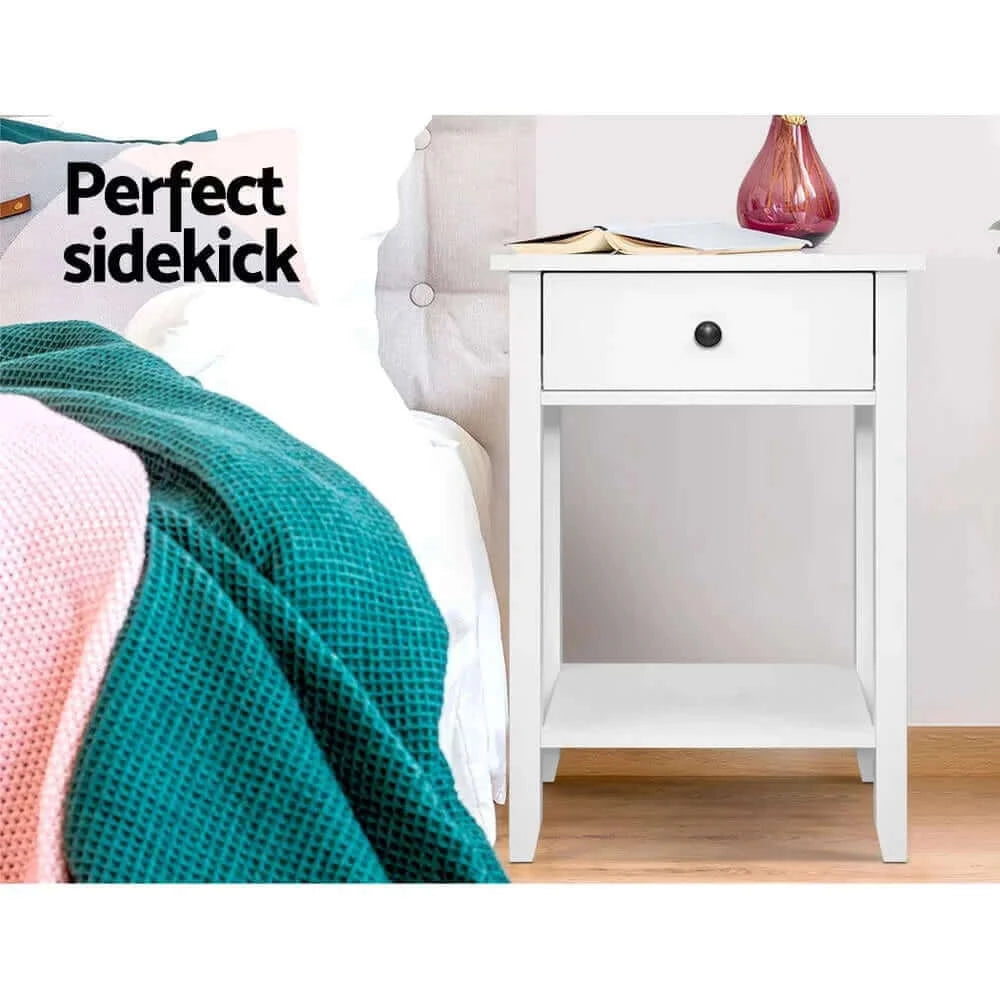Buy bedside tables drawer side table nightstand white storage cabinet white shelf - upinteriors-Upinteriors